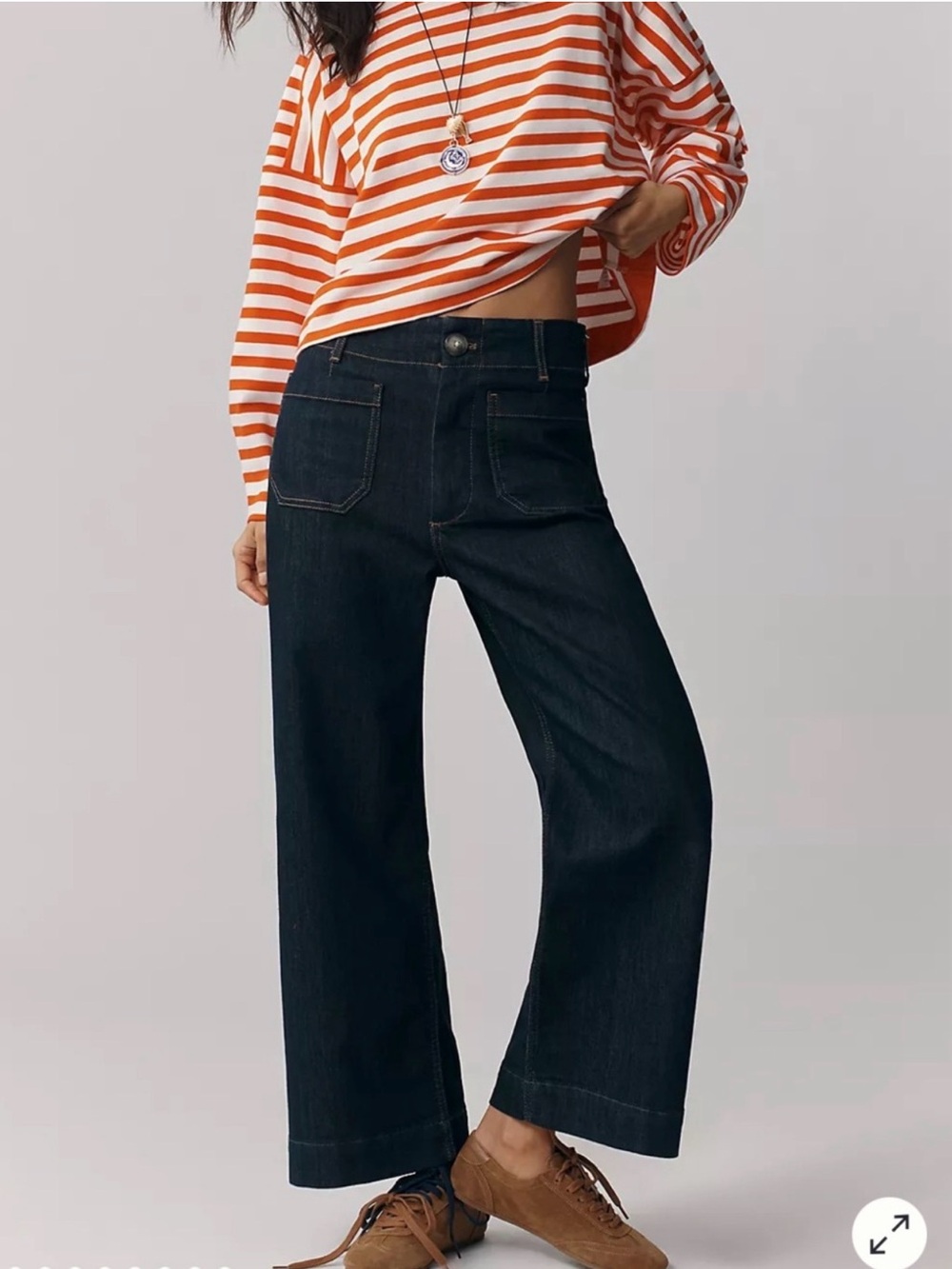 Maeve Colette High-Rise Wide Legs Cropped Jeans Dark Denim 29 NEW